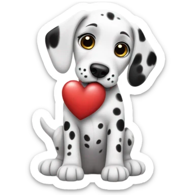 Dalmatian puppy holding a heart in its paws sticker