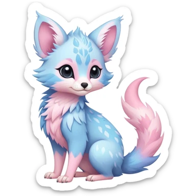 Feral Rare Fantasy cute pastel Vernid-Trico-species by LiLaiRa, random markings, tufted tail, tufted ears, full body sticker