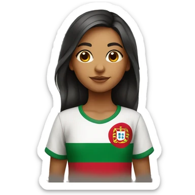 Portuguese girl with portuguese flag shirt  sticker