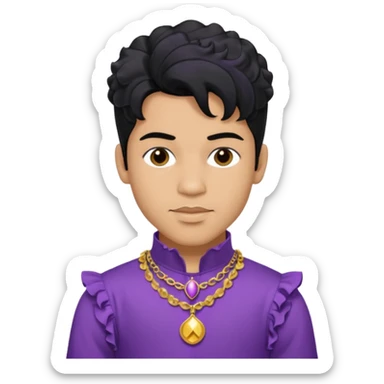 Prince Rogers Nelson olive skin, black hair, brown eyes, purple outfit sticker
