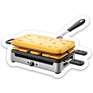 minimalist raclette grill, side view, iOS Apple emoji style sticker