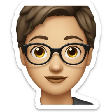 A girl with short brunette hair with a big triangular nose, big eyes and spectacles  sticker