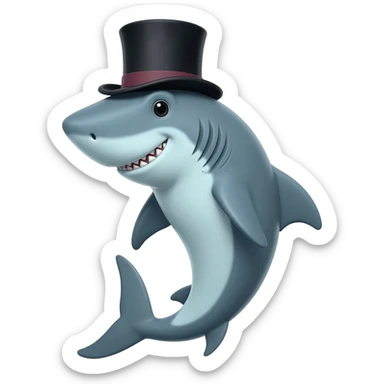 Shark with a top hat sticker