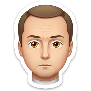 portrait of Medvedev with a round face, serious and focused expression sticker