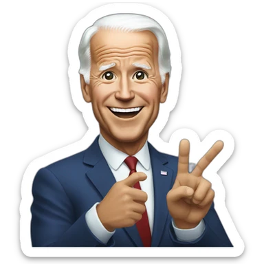 Joe biden making a peace sign sticker
