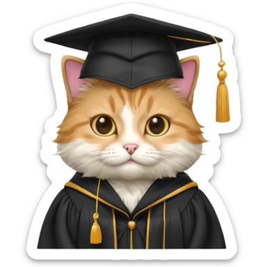 Cat with a cap and gown sticker
