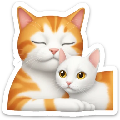 Orange cat hugging white cat sticker