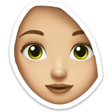 girl with brown straight long hair, big green eyes, plump lips sticker