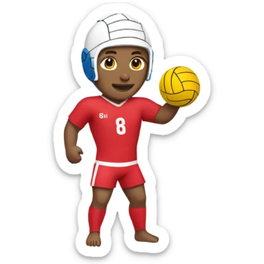 Water polo player wearing red costume sticker