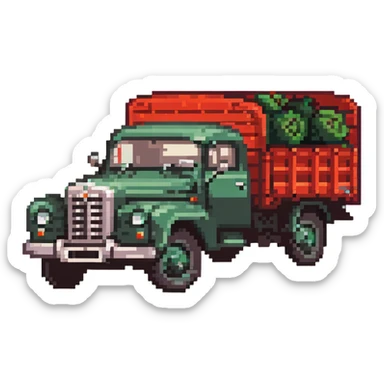ZIL 130 Soviet truck with green cabin and flatbed, vintage Russian truck from 1960s sticker