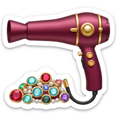 burgundy blow dryer covered in jewelry sticker