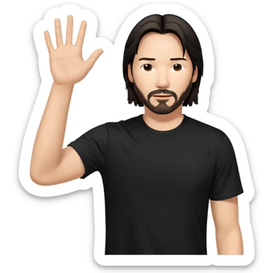 Keanu Reeves raising his hand up sticker