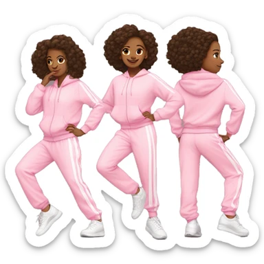 dancing-white-brunette-girl-pink-oversize-tracksuit sticker