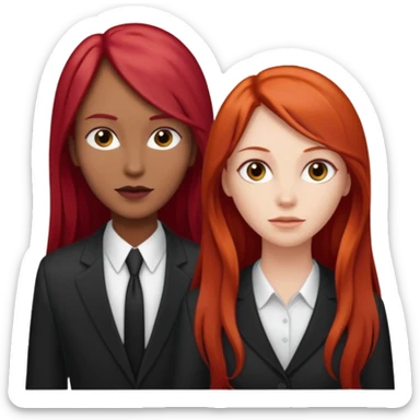 Mujer flaca con cabello largo color rojo color de piel blanca, hombre de color medio moreno con cabello color negro, flaco sticker