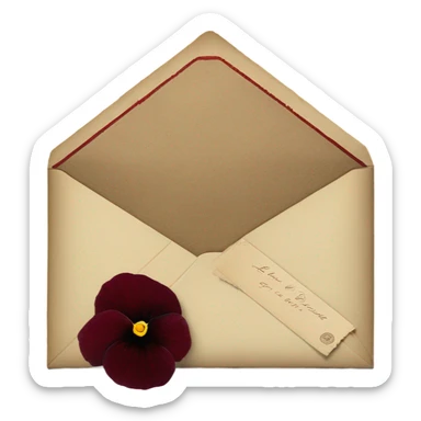 A vintage love letter with deep red pansies and a burgundy wax-sealed envelope
 sticker