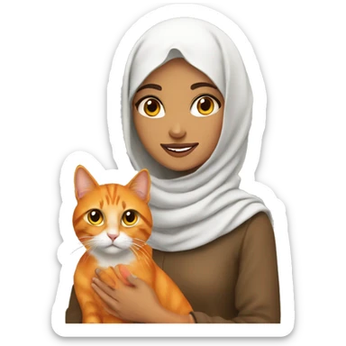 Arab girl with orange cat sticker