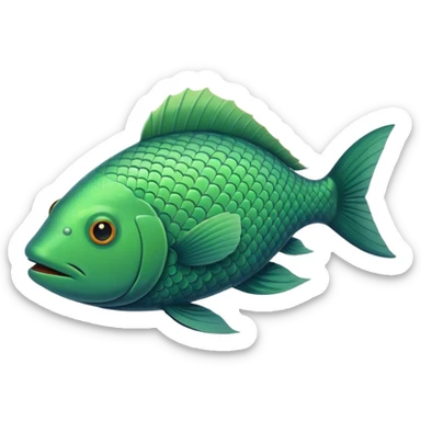 the flat side view of a green common fictional fish sticker