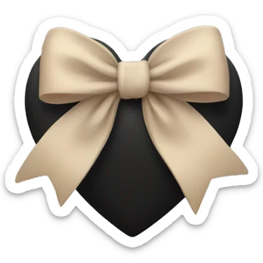 black heart with beige bow sticker