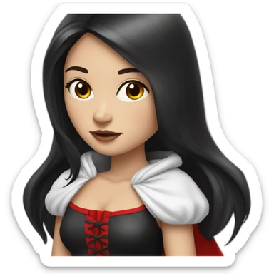 white-girl-long-straight-black-hair-with-white-streak-hair-and-red-ridding-hood sticker