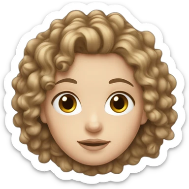 white girl with clear brown curly hair sticker