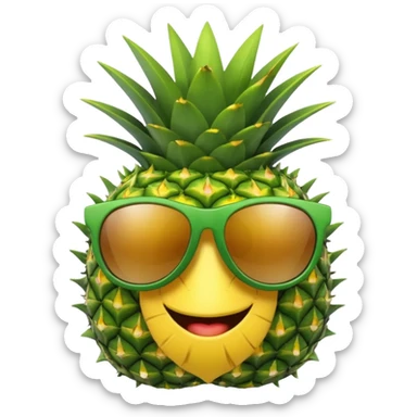 A hat with a sunglasses mixed with and ananas sticker