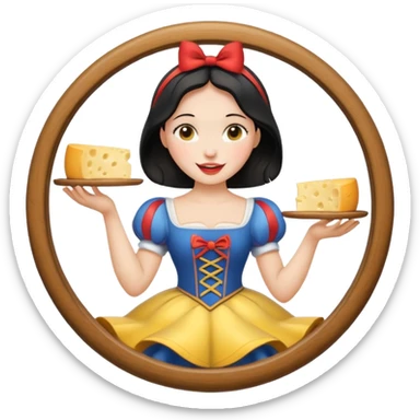 happy Snow White holding cheese sticker