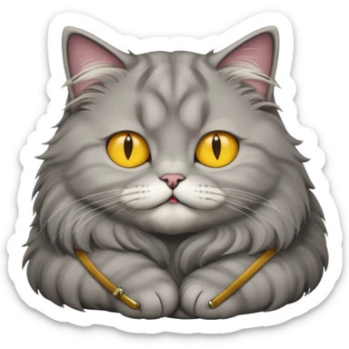 grey fluffy british long hair cat with yellow eyes ist sleeping sticker