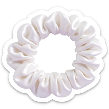small silky twisted white scrunchie with shimmer effect sticker
