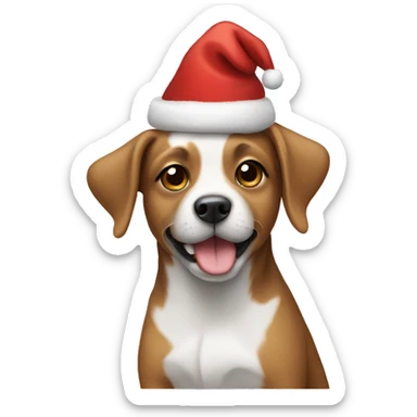 dog wearing a christmas hat sticker
