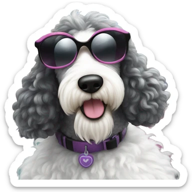 Sheepadoodle girl with sunglasses at Disneyland  sticker