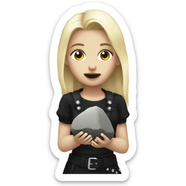 Blonde goth girl holding rock on sign sticker