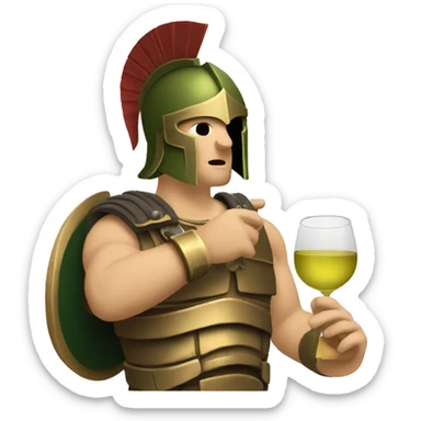 Greek Spartan drinking white wine with bronze armour sticker