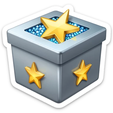 emoji of open box with sparkles inside sticker