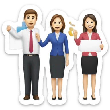 4 people holding Fiscal team sign sticker