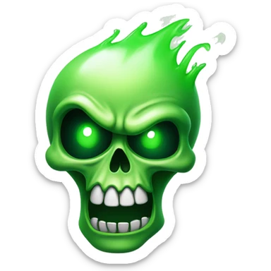 spitting green fire skull with huge cartoony eyes sticker