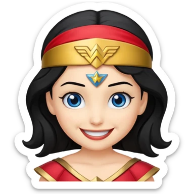 create a yellow emoji of wonder woman. style windows emoji sticker