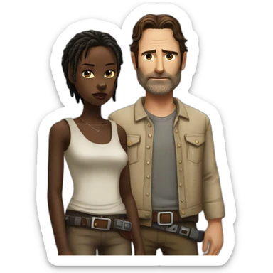 Rick Grimes and Michonne sticker