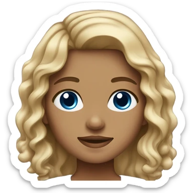 girl with brown and blonde highlights wavy hair blue eyes and classes sticker