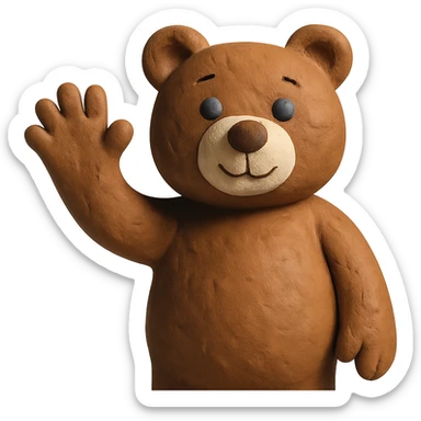 bear waving hello sticker