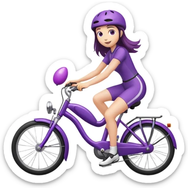 Girl holding egg plant riding a bike sticker