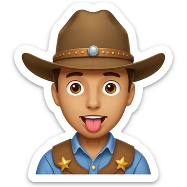 cowboy sticking tongue out sticker