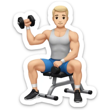 man seated weighted wrist curl sticker
