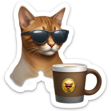 gangster-with-a-Abyssinian cat-gun-and-sunglasses-drinking-coffee sticker