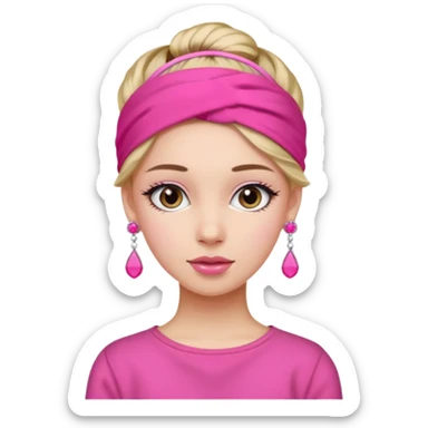 Fashion girl with pink headband and earrings sticker