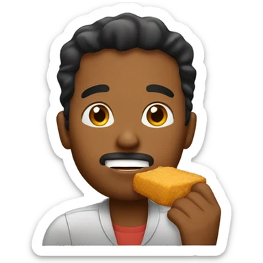 A brown man eating nuggets sticker