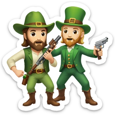 Jesus fighting a leprechaun with a gun sticker