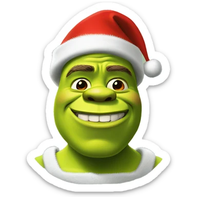 Shrek with a Santa hat sticker