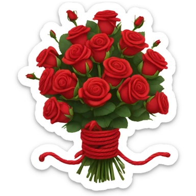 Big Bouquet red roses binded with rope. No white inbetween the roses. Make rope less sticker