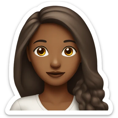 Brown girl with brown long hair and dark brown eyes portrait sticker