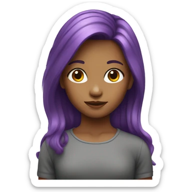Young girl with purple hair sticker